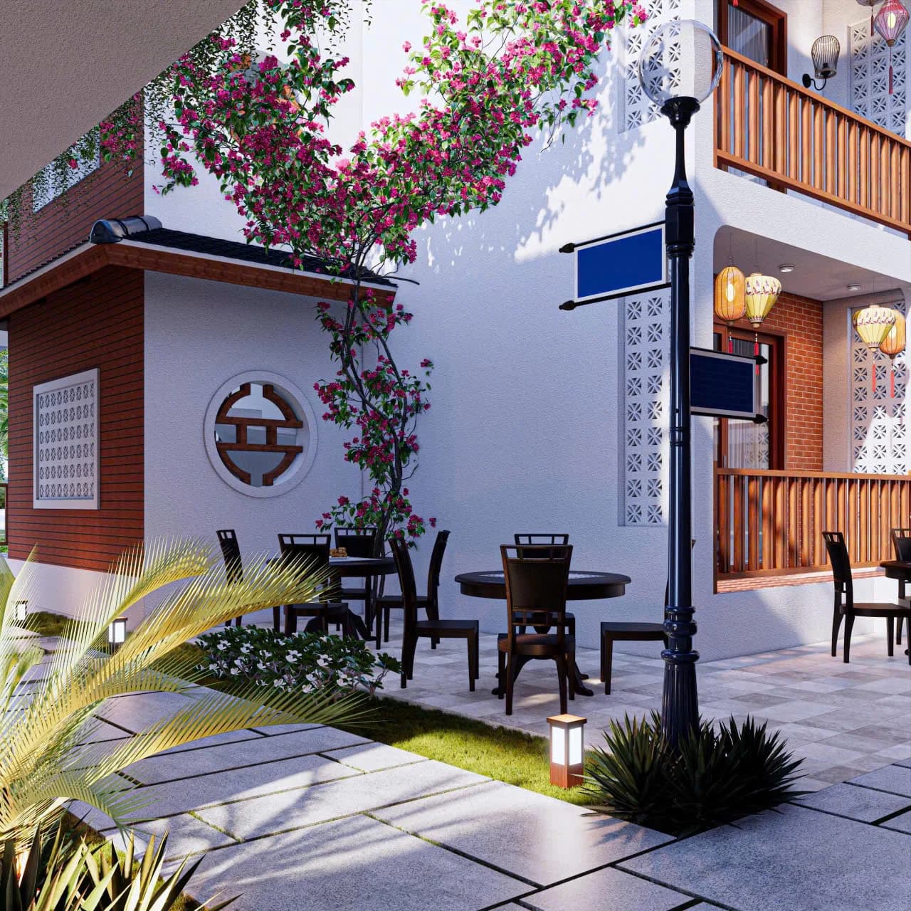 Phối cảnh Long Beach Resort — Góc cà phê trong sân