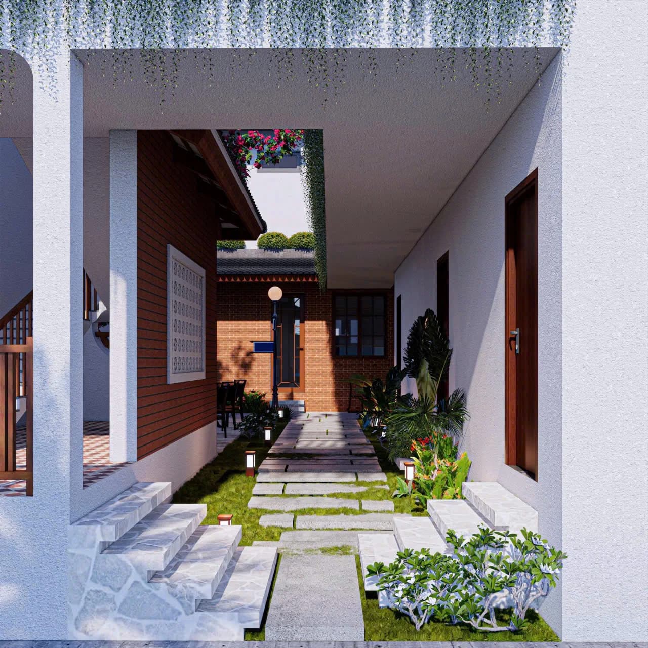 Phối cảnh Long Beach Resort — Lối vào dãy phòng