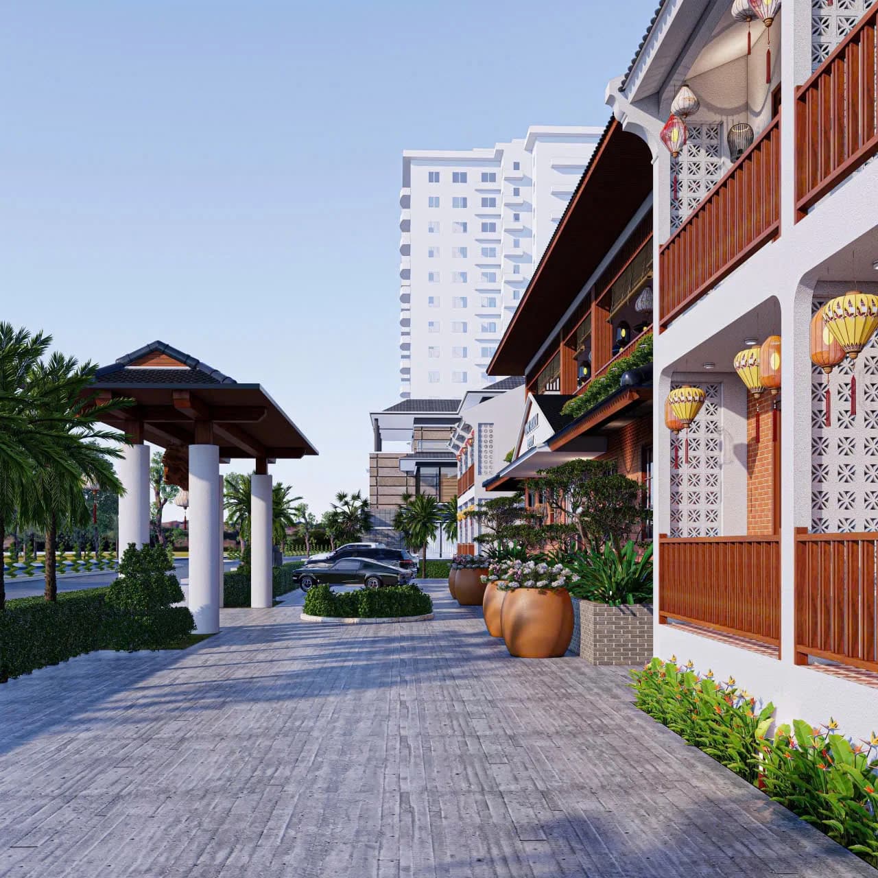 Phối cảnh Long Beach Resort — Đường vào khu nghỉ dưỡng