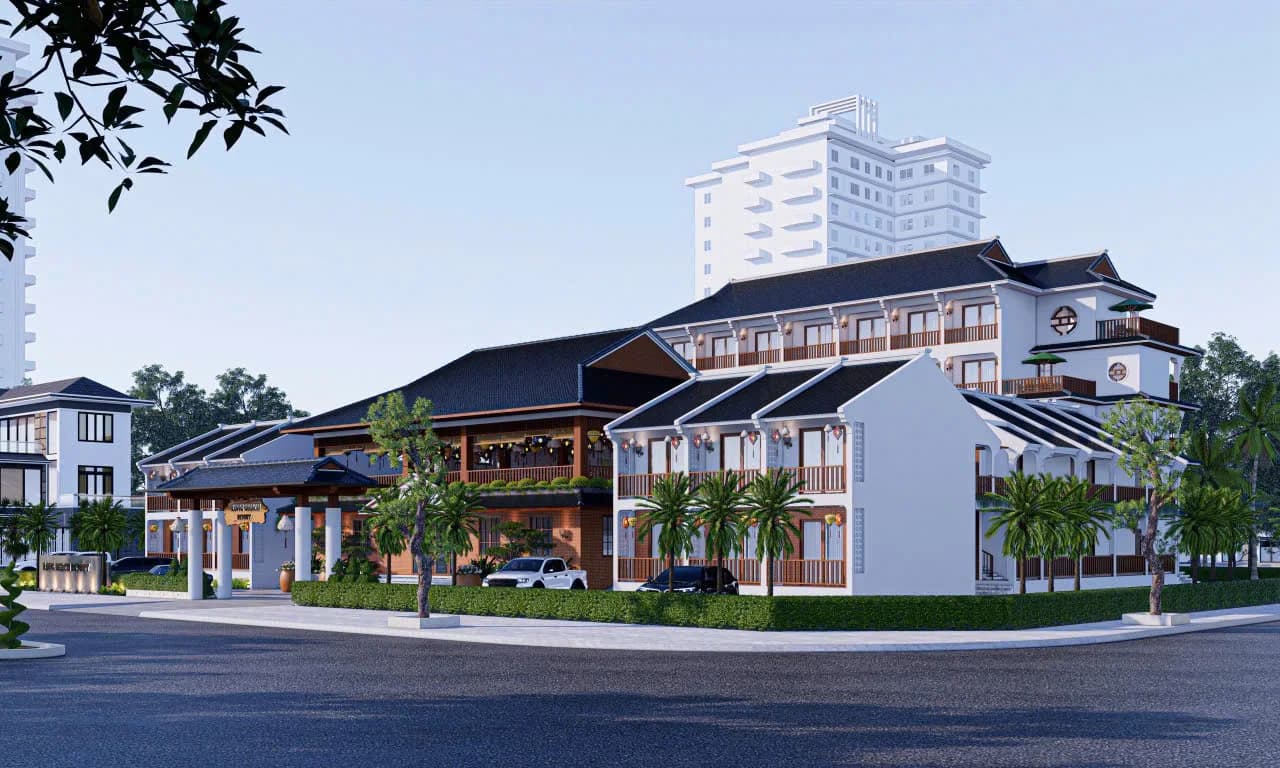Phối cảnh Long Beach Resort — Mặt tiền nhìn từ đường